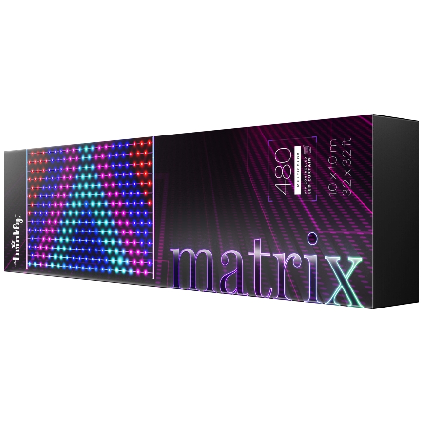 Twinkly - LED RGB Stmívatelný vánoční závěs MATRIX 480xLED 1x1 m Wi-Fi