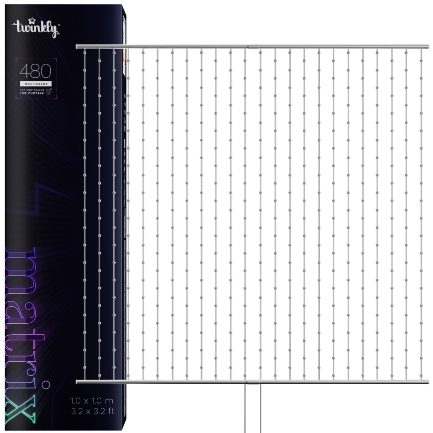 Twinkly - LED RGB Stmívatelný vánoční závěs MATRIX 480xLED 1x1 m Wi-Fi