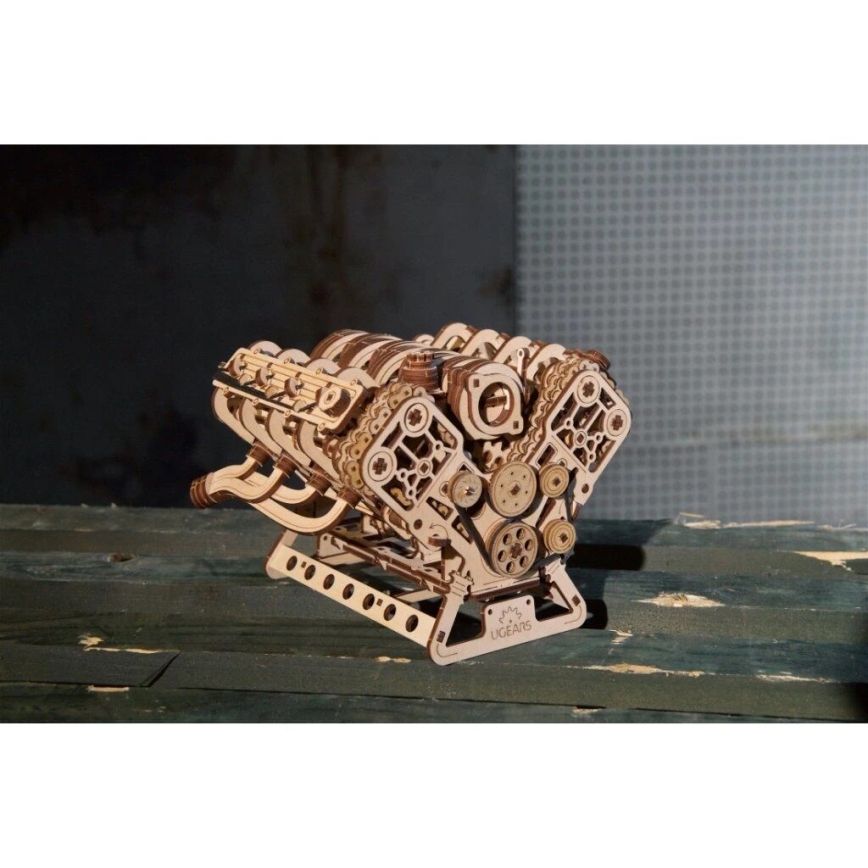 Ugears - 3D dřevěné mechanické puzzle Motor V8