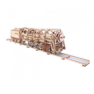 Ugears - 3D dřevěné mechanické puzzle Parní lokomotiva s tendrem