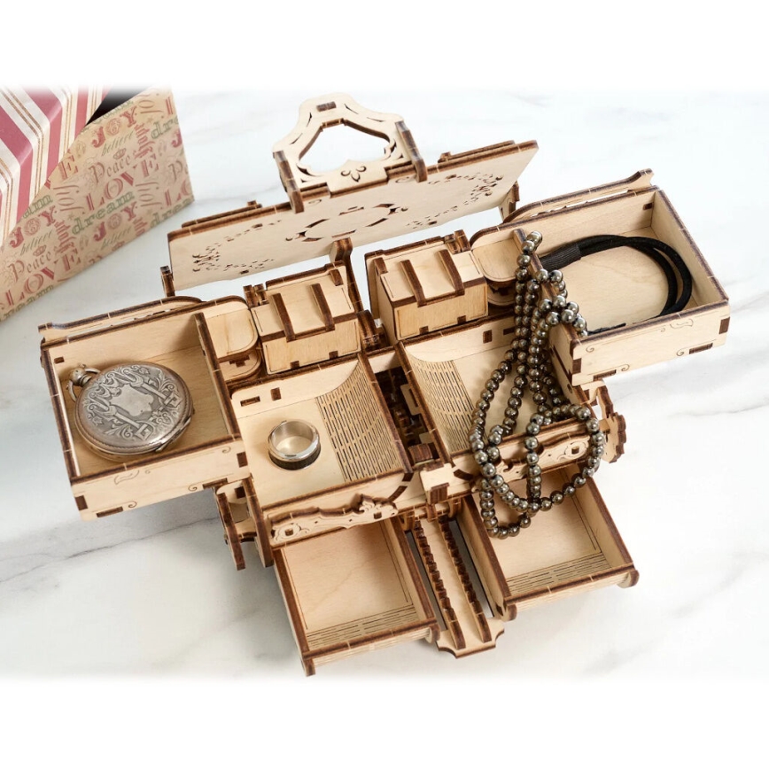 Ugears - 3D dřevěné mechanické puzzle Starožitná šperkovnice