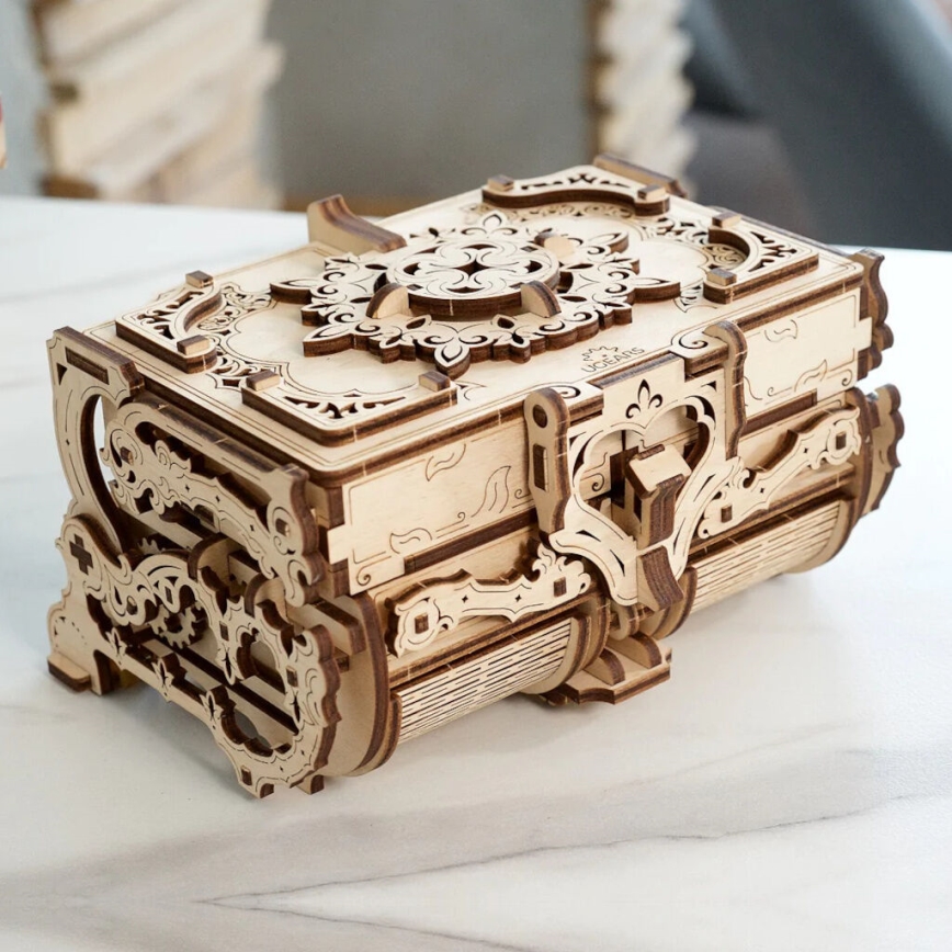 Ugears - 3D dřevěné mechanické puzzle Starožitná šperkovnice