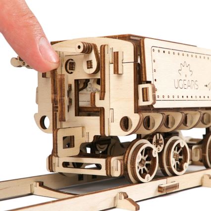 Ugears - 3D dřevěné mechanické puzzle V-Express parní lokomotiva s tendrem