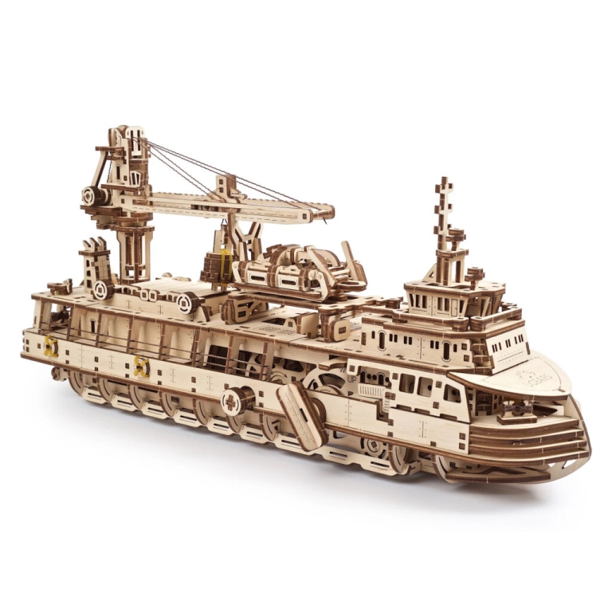 Ugears - 3D dřevěné mechanické puzzle Výzkumná loď