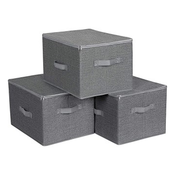 Úložný box se zipem 3 ks CURAN šedá