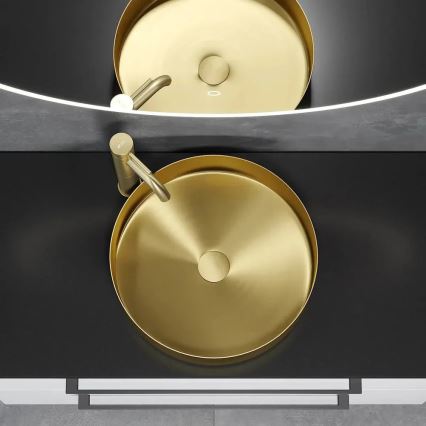 Umyvadlo na desku LJORDAL pr. 40 cm ocel/mosaz