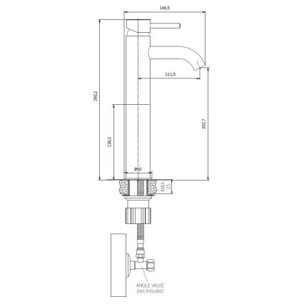 Umyvadlová baterie DRAGOR 29 cm lesklá mosaz