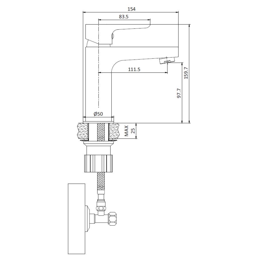 Umyvadlová baterie NAESBY 15,9 cm lesklý chrom