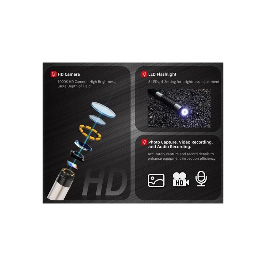 Uni-T UT663B - Endoskop 3,7V 3000 mAh IP67 3m