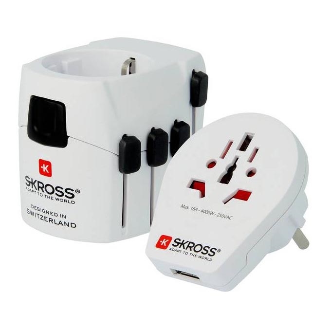 Univerzální cestovní adaptér pro celý svět 230V + USB port