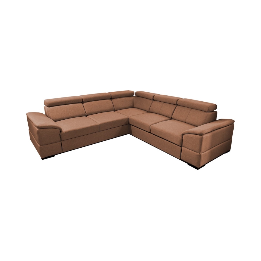 Univerzální rohová rozkládací sedací souprava s úložným prostorem GRANADA hnědá