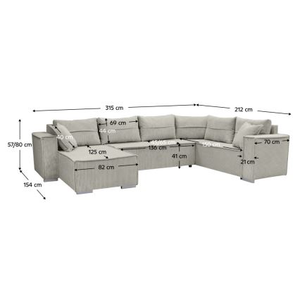 Univerzální rohová rozkládací sedací souprava do U LONDON béžová