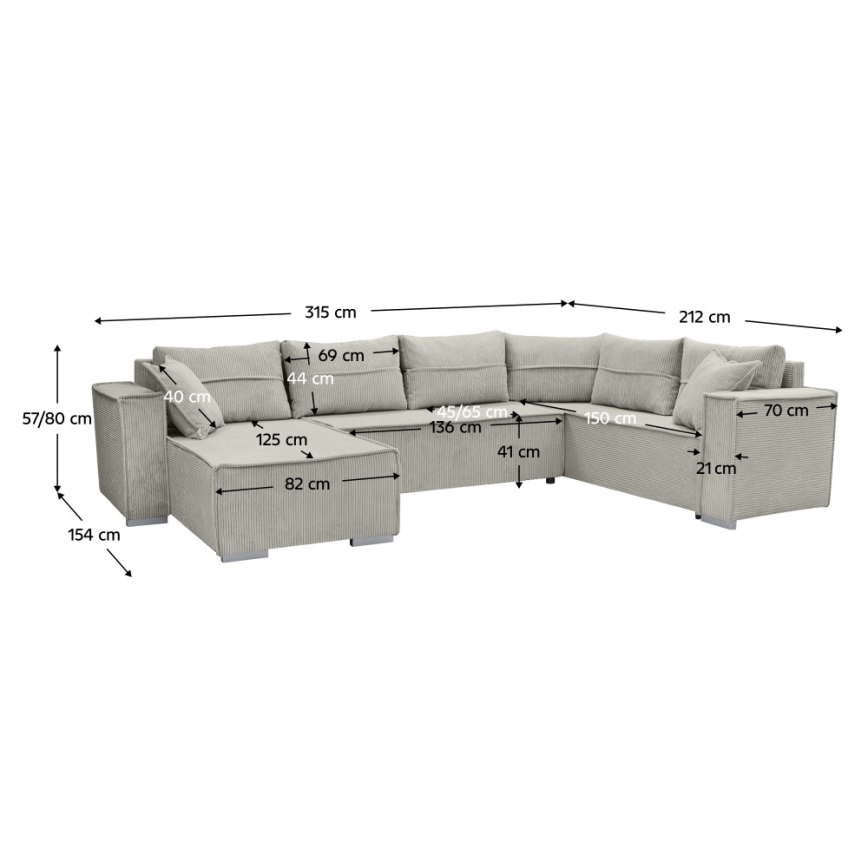 Univerzální rohová rozkládací sedací souprava do U LONDON béžová