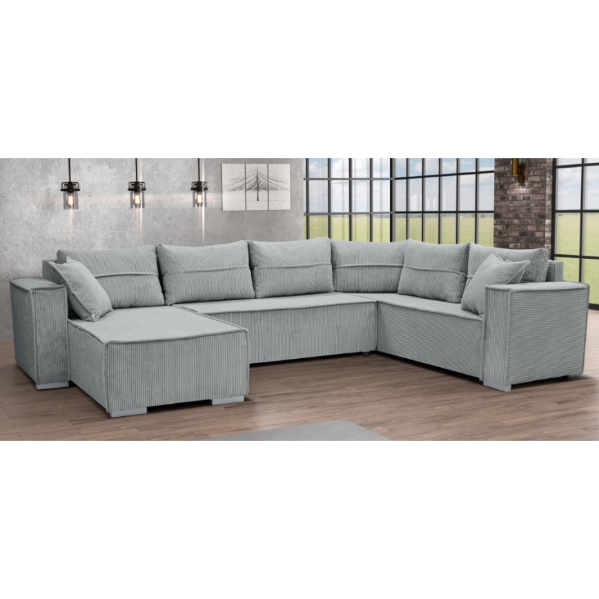 Univerzální rohová rozkládací sedací souprava do U LONDON šedá