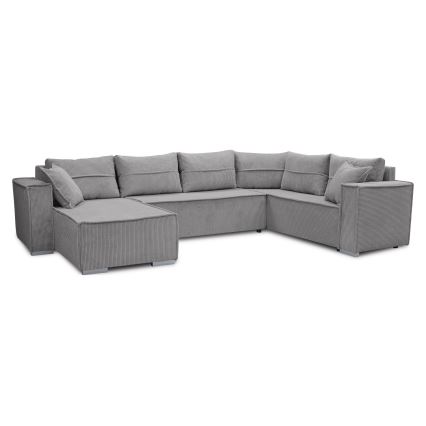 Univerzální rohová rozkládací sedací souprava do U LONDON šedá