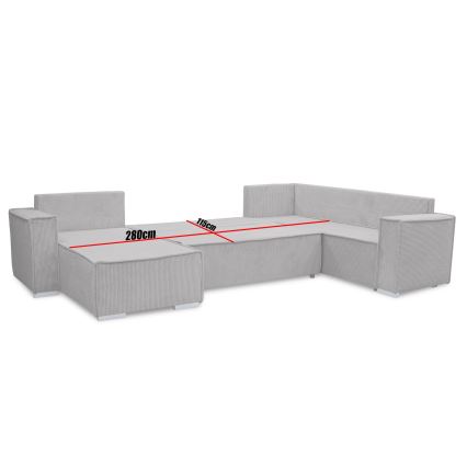 Univerzální rohová rozkládací sedací souprava do U LONDON šedá