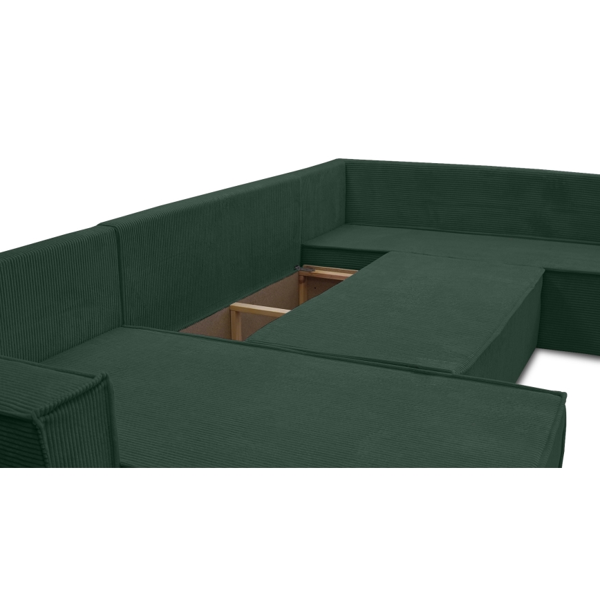 Univerzální rohová rozkládací sedací souprava do U LONDON zelená