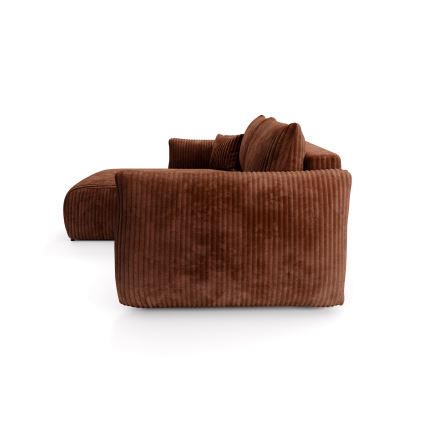 Univerzální rozkládací rohová sedací souprava s úložným prostorem do L FRIDA hnědá