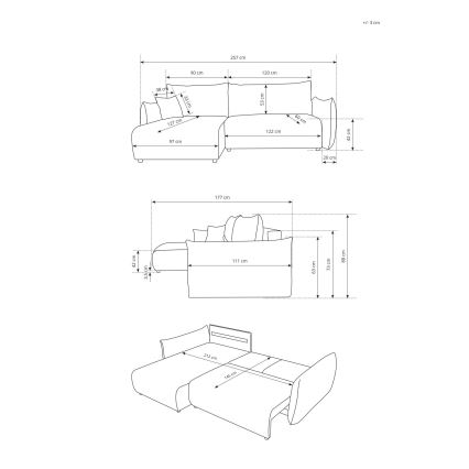 Univerzální rozkládací rohová sedací souprava s úložným prostorem do L FRIDA hnědá