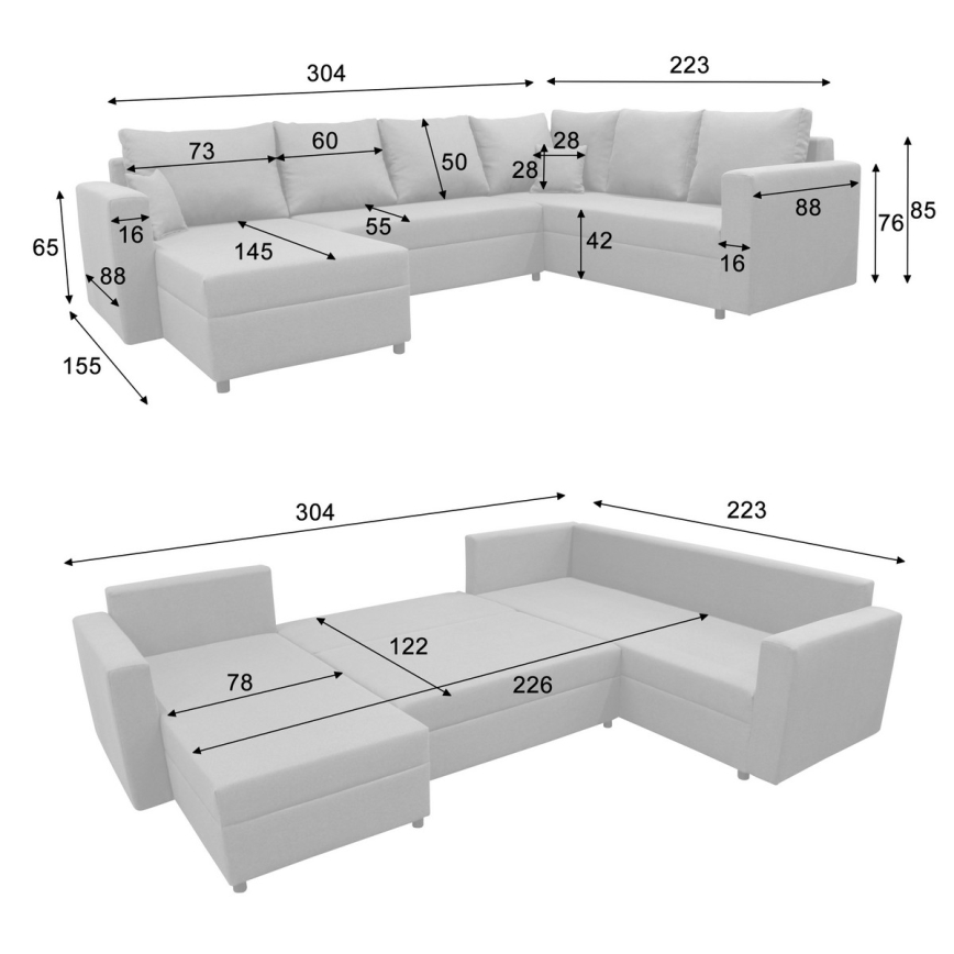 Univerzální rozkládací rohová sedací souprava s úložným prostorem do U SEYA hnědá