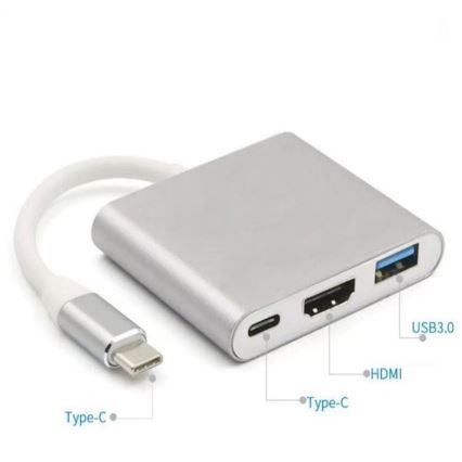 USB-C hub 3v1 Power Delivery 100W a HDMI 4K