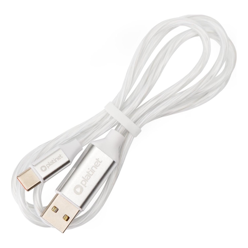 USB kabel USB-A / USB-C konektor s LED podsvícením 18W 1m bílá