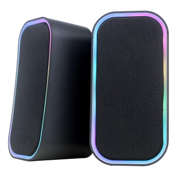 USB Reproduktory s RGB podsvícením 2x3W/5V černá