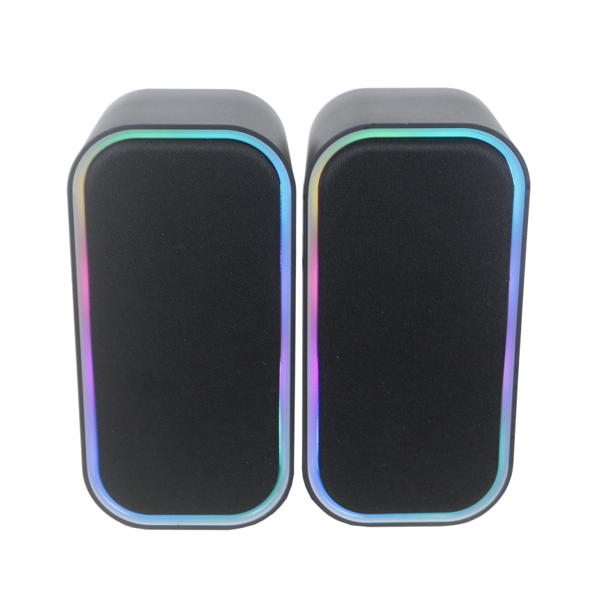 USB Reproduktory s RGB podsvícením 2x3W/5V černá
