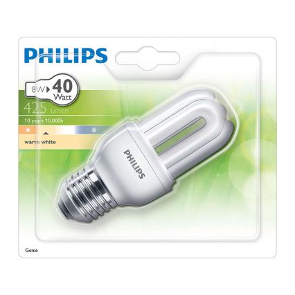 Úsporná žárovka PHILIPS E27/8W/230V 2700K - GENIE