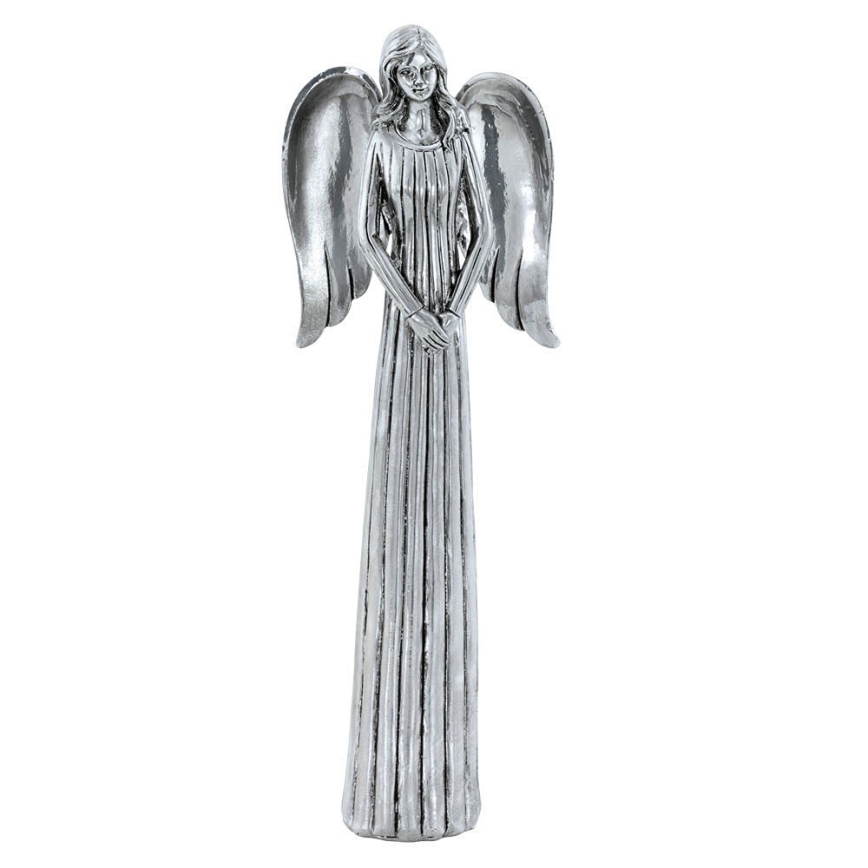Vánoční dekorace anděl 28 cm stříbrná