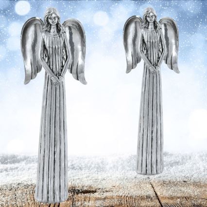 Vánoční dekorace anděl 28 cm stříbrná