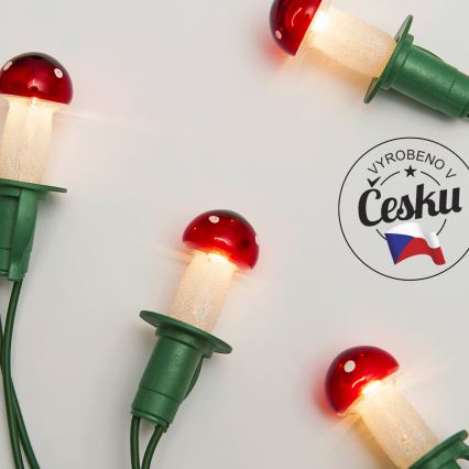 Vánoční řetěz TOADSTOOL 12xE10/10,7m červená, Vyrobeno v ČR