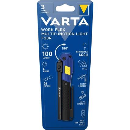 Varta 18649101401 - LED Nabíjecí svítilna WORK FLEX F20R LED/5V IP54