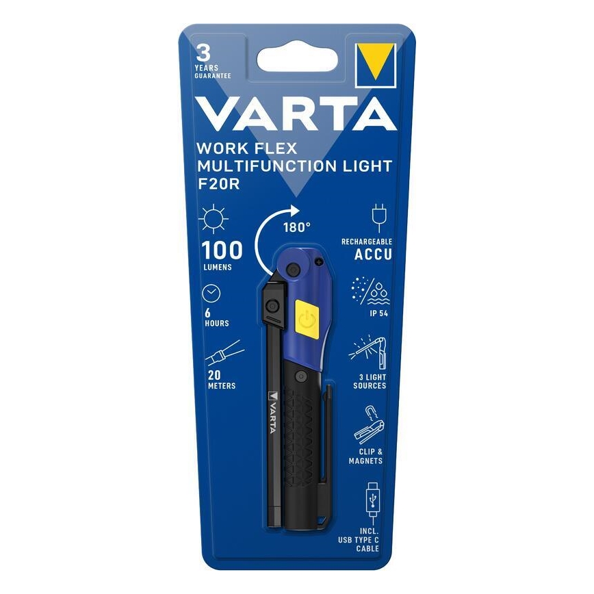 Varta 18649101401 - LED Nabíjecí svítilna WORK FLEX F20R LED/5V IP54