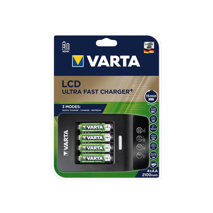 Varta 40084  - LCD Smart nabíječka ULTRA FAST+  4xNiMH AA 2100 mAh 230V