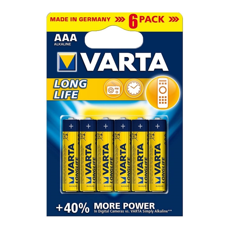 Varta 4103 - 6 ks Alkalické baterie LONGLIFE EXTRA AAA 1,5V