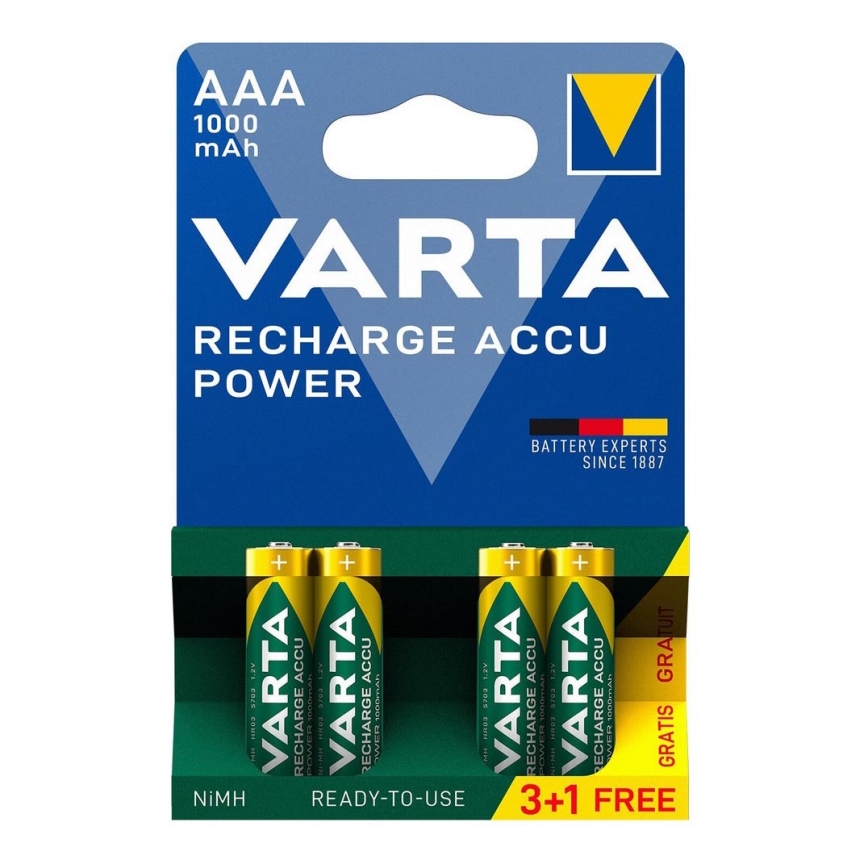 Varta 5703301494 - 3+1 ks Nabíjecí baterie ACCU AAA Ni-MH/1000mAh/1,2V