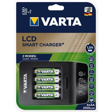 VARTA 57684 - LCD Smart nabíječka 4xAA/AAA nabíjení 1,5h