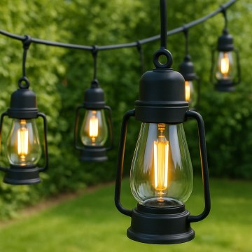 Venkovní dekorační řetěz GIRLANDA 20xLED 20m IP44 teplá bílá