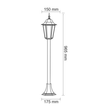 Venkovní lampa 1xE27/20W/230V IP43 96,5 cm černá