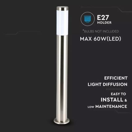 Venkovní lampa 1xE27/60W/230V IP44 80cm matný chrom