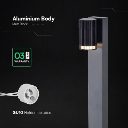 Venkovní lampa 1xGU10/10W/230V IP44 50 cm černá