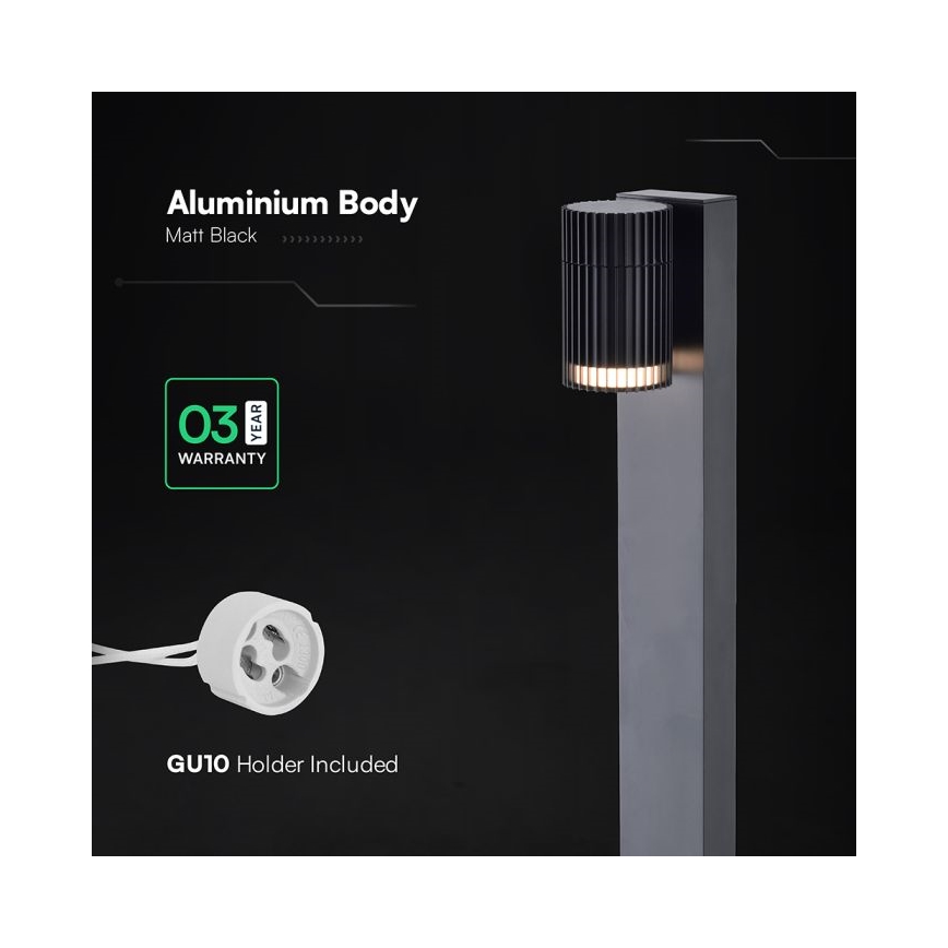 Venkovní lampa 1xGU10/10W/230V IP44 50 cm černá