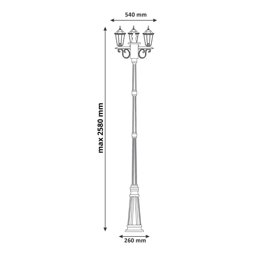 Venkovní lampa 3xE27/20W/230V IP43 2,58 m patina