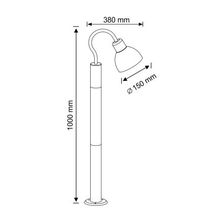 Venkovní lampa ARNE 1xE27/10W/230V IP44 100 cm