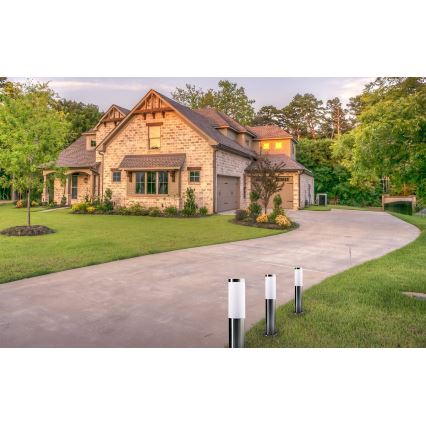 Venkovní lampa LIVIA 1xE27/10W/230V 45 cm IP44 stříbrná