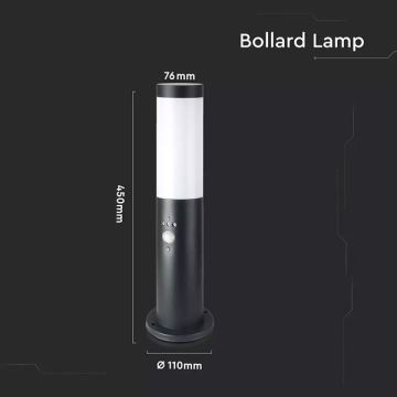Venkovní lampa se senzorem 1xE27/60W/230V IP44 45cm černá