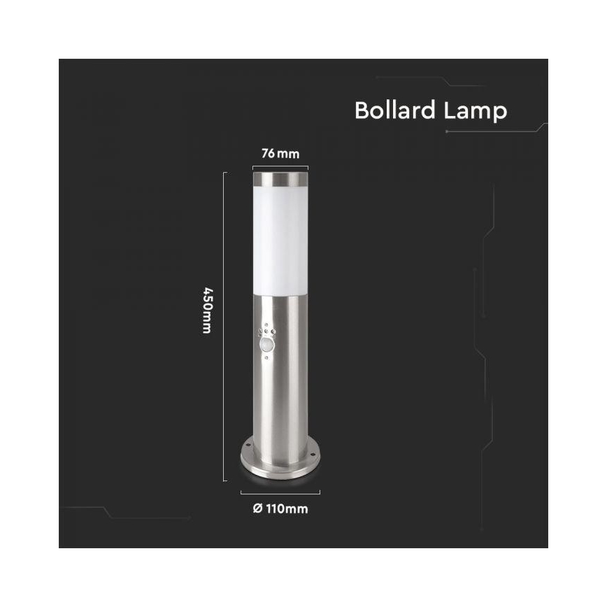 Venkovní lampa se senzorem 1xE27/60W/230V IP44 45cm matný chrom