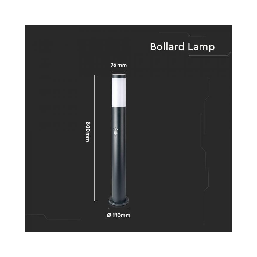 Venkovní lampa se senzorem 1xE27/60W/230V IP44 80cm antracit