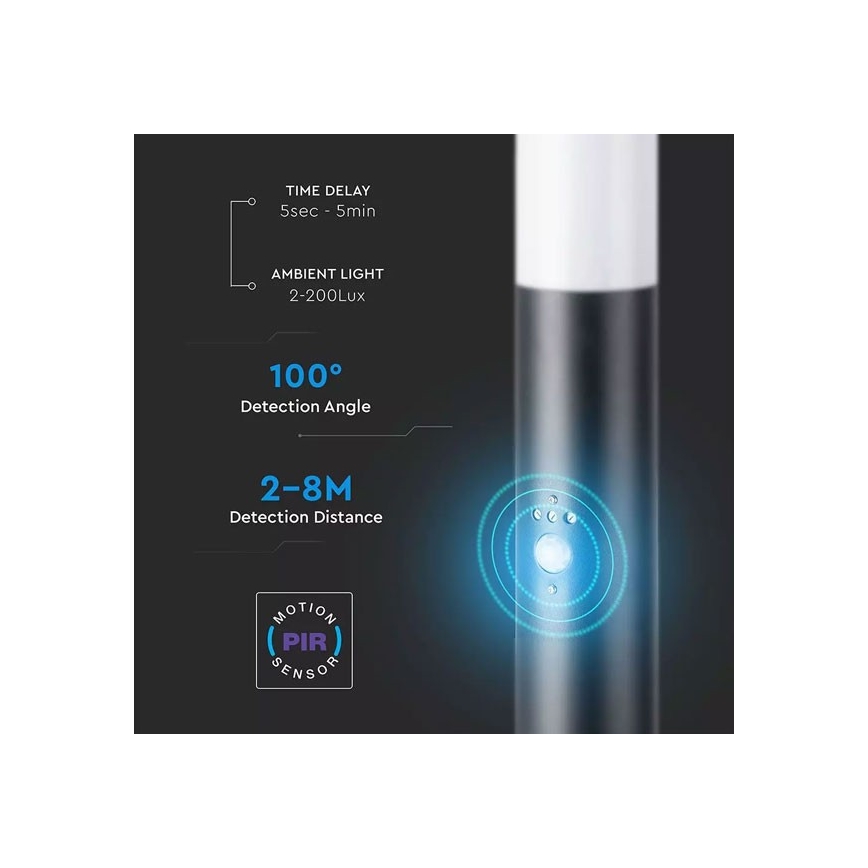 Venkovní lampa se senzorem 1xE27/60W/230V IP44 80cm černá